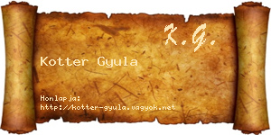 Kotter Gyula névjegykártya